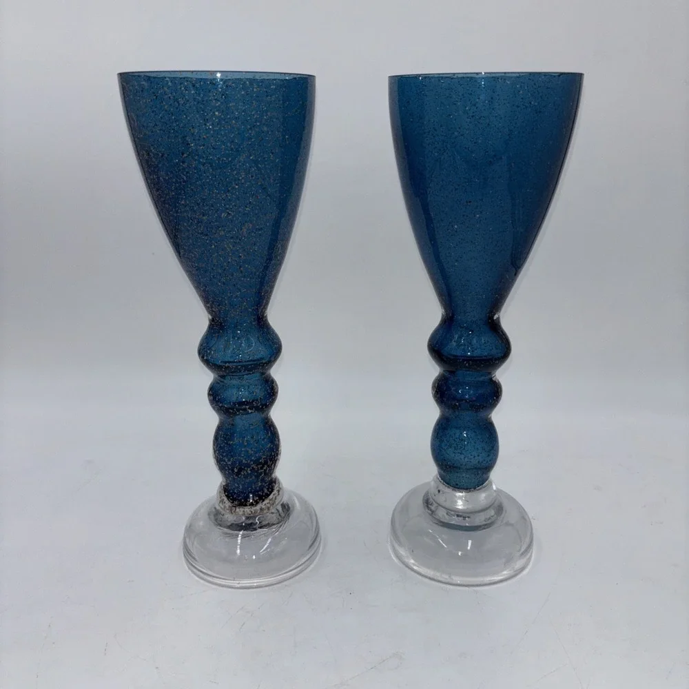 Pair Pier 1 Of A Kind Original Art Glass Collection Verre Artisanal Vase 11.75